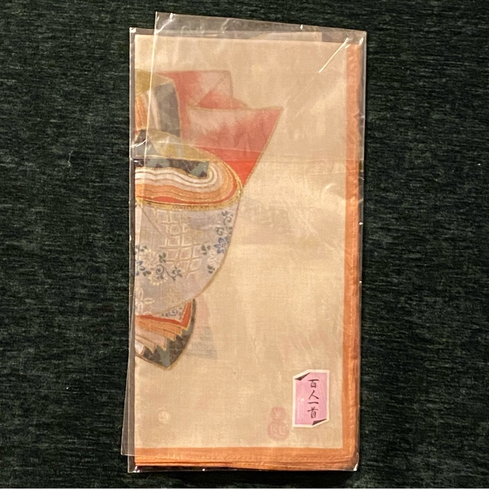 Japanese Motif Linen Handkerchief or Scarf, Izumi Shikibu - Picture 4 of 7